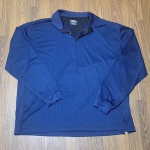 PGA Tour Men’s XL Navy Blue Striped Performance Long Sleeve Golf Shirt Top C65